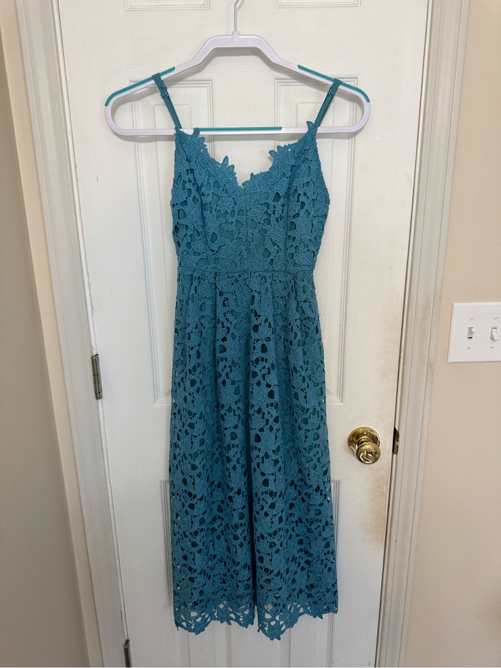 ASTR the Label Teal Lace Midi Dress